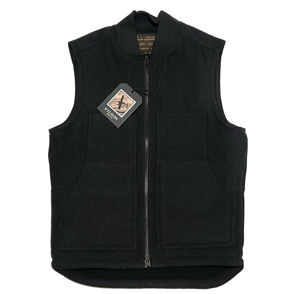 Filson Lined Mackinaw Wool Work Vest Mens S Small Sherpa Charcoal Gray Black NWT